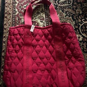 BRAND NEW Victoria's Secret Red Quilted Tote Bag